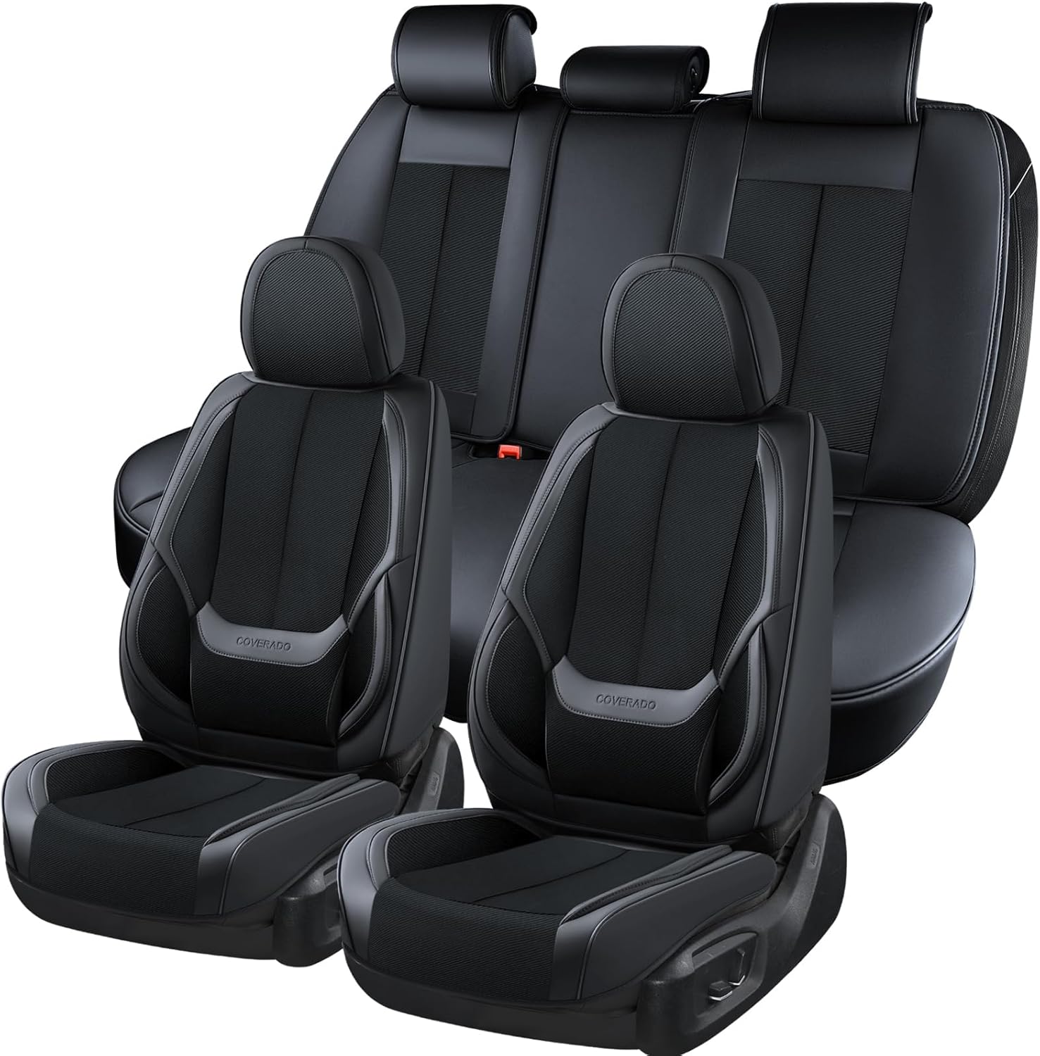 Thumbnail 1 de Coverado Front and Back Seat Covers (5-Piece Universal Set) with Breathable Fabric & Leatherette