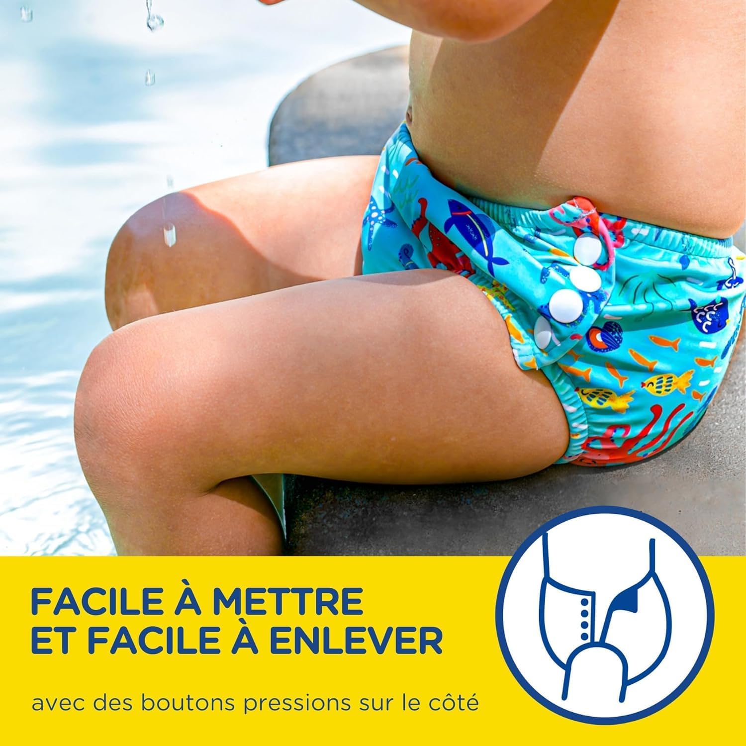 Detalle de HUGGIES Little Swimmers – Couches de bain réutilisables taille L (13 kg et +), 1 culotte, protection anti-fuite