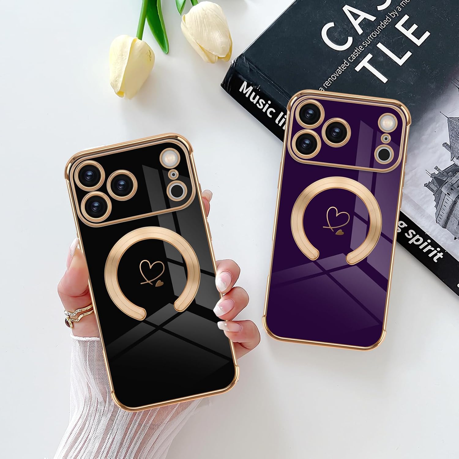 Thumbnail 6 de Newseego Magnetic Case for iPhone 17 Pro Max with Heart Pattern