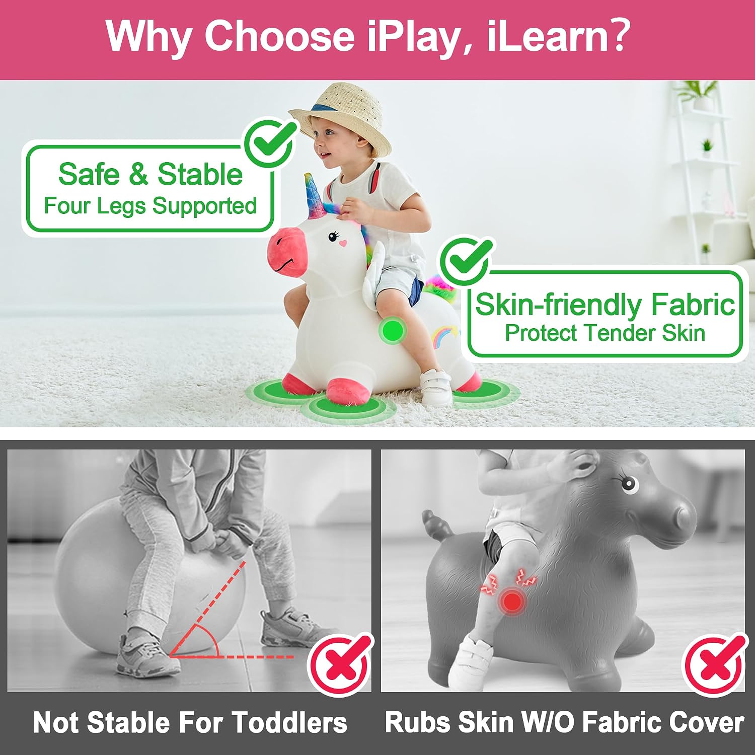 Thumbnail 2 de iPlay iLearn Bouncy Pals Hopping Unicorn 18M