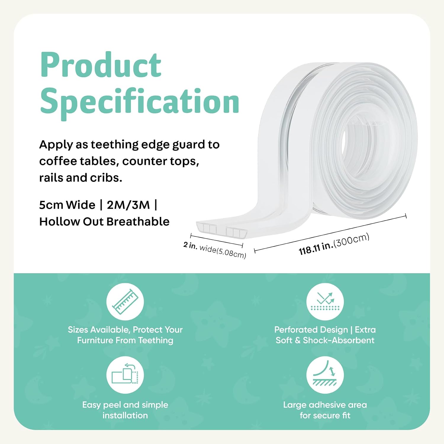 Detalle 2 de MCDALEGE Baby Furniture Edge Protector with Pre-Applied Adhesive Strips