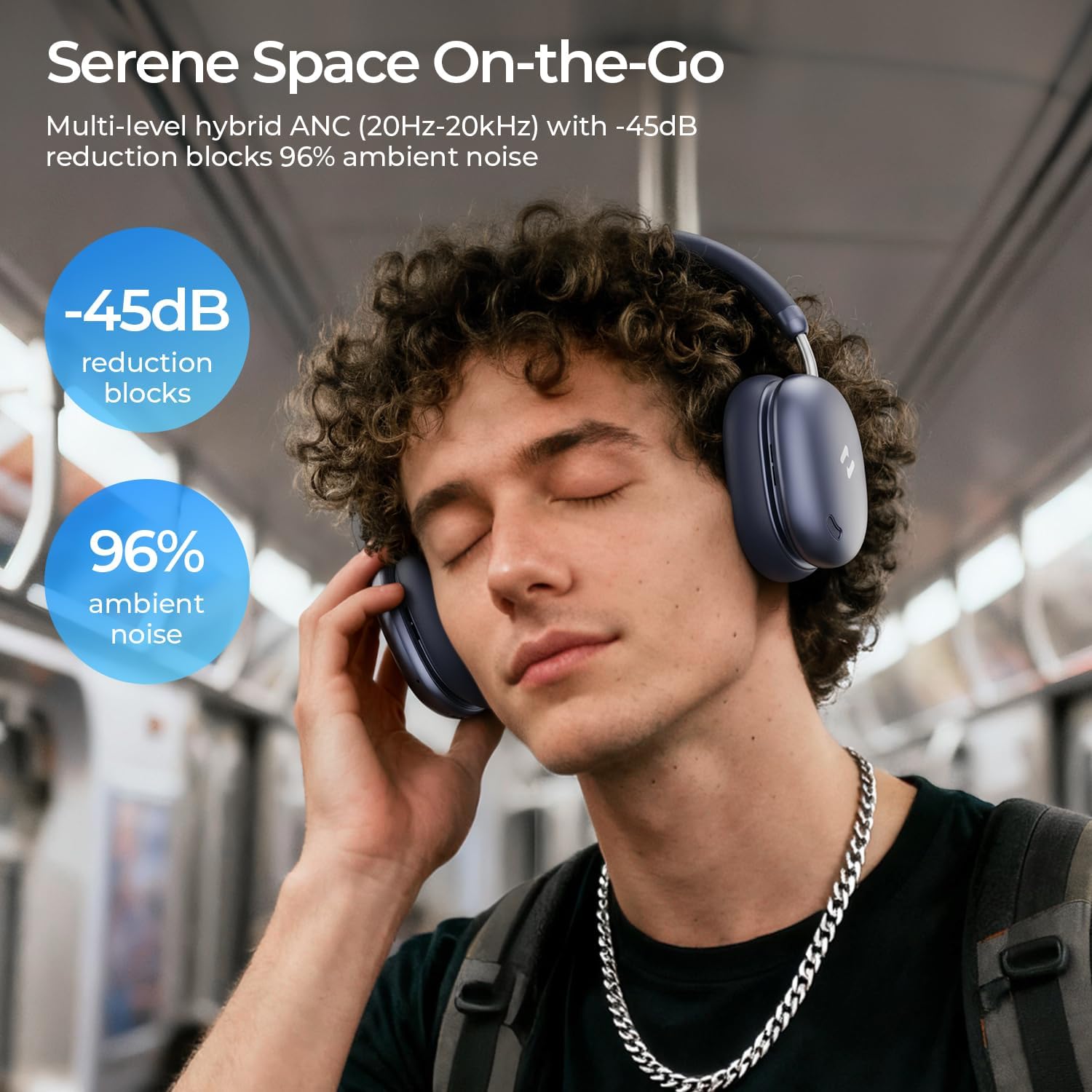 Thumbnail 2 de havit Space S1 Adaptive Active Noise Cancelling Over-Ear-Kopfhörer (LHDC, Bluetooth 6.0, 5-Mikrofon-ENC, bis 100 Std.)