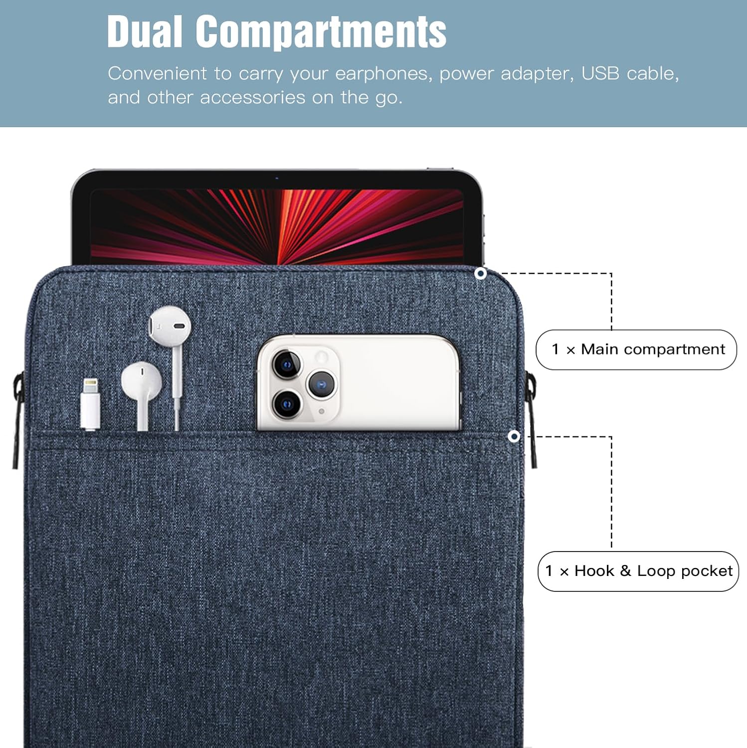 Detalle de TiMOVO 13 Inch Tablet Sleeve for Pad Air 13" M3 (2025) and More