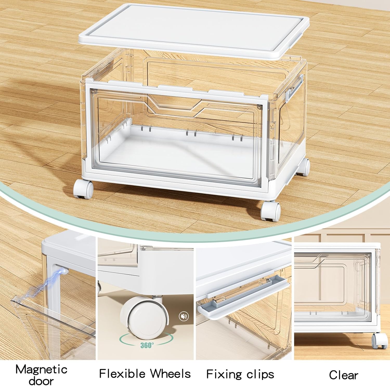 Thumbnail 2 de StowBin 23L Clear Stackable Storage Boxes with Wheels 🗄