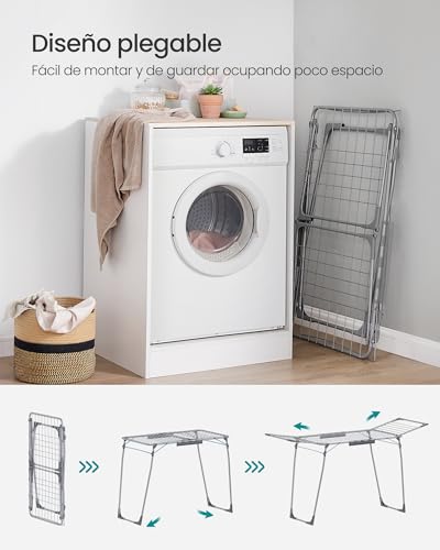 Detalle de SONGMICS Tendedero de pie LLR518G01: 18 m de superficie, estructura estable y plegable (56,5 x 173 x 96,5 cm) en gris