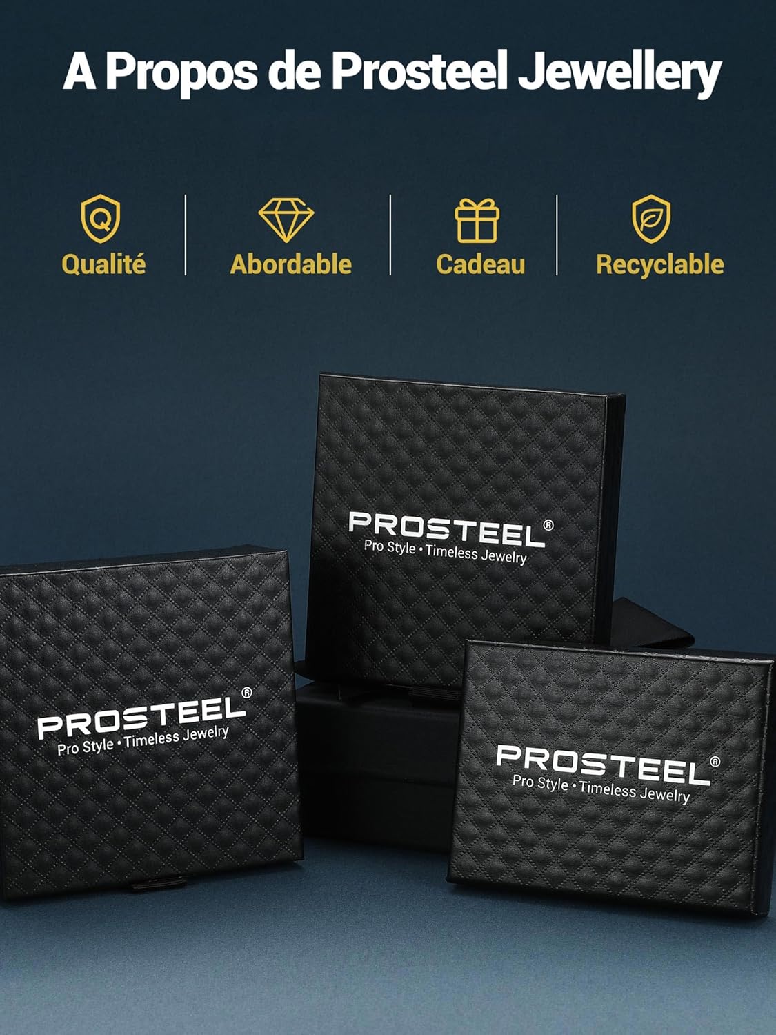 Thumbnail 6 de PROSTEEL Boucles d’oreilles homme en acier inoxydable, créoles 12 mm avec pendants barres