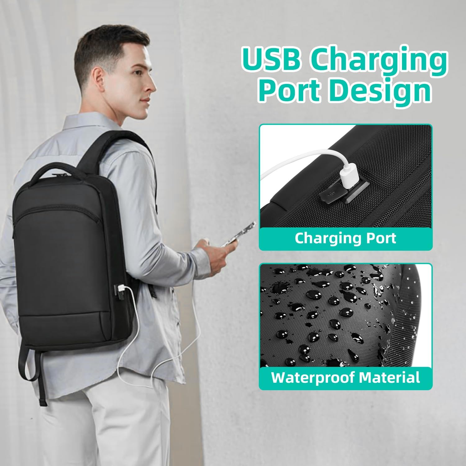 Thumbnail 6 de GYakeog Sac à Dos PC Portable 15,6" – Étanche, USB Charging et Design Ergonomique