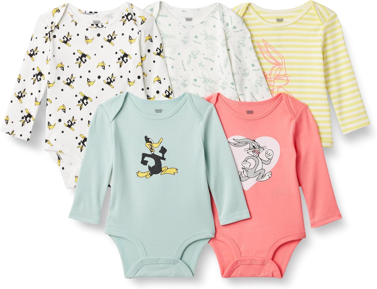 Detalle de Amazon Essentials Unisex Babies' Long-Sleeve Bodysuits, Pack of 5
