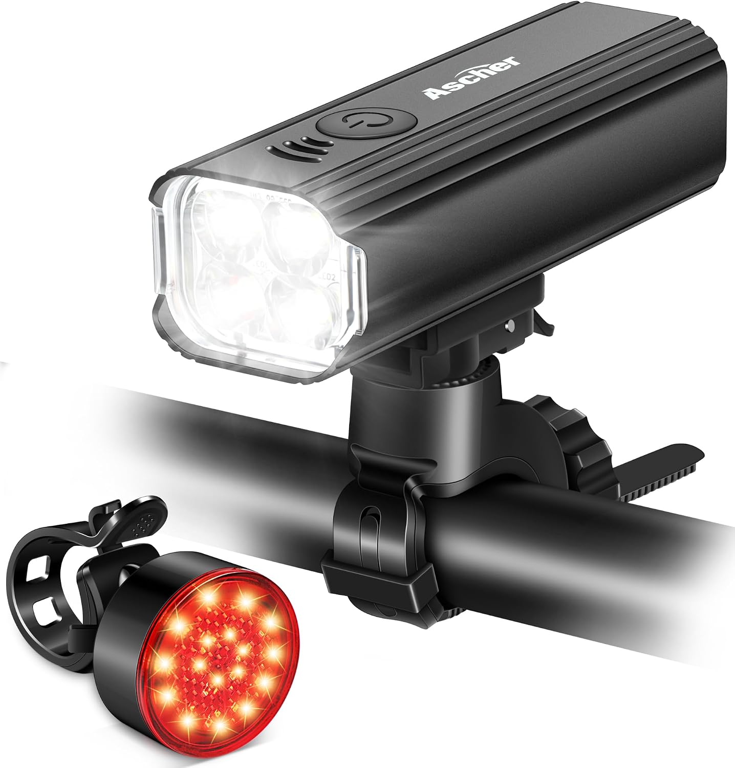 Detalle de Ascher HJ-068 Bike Light Set, 1,000-Lumen Headlight and USB-C Charging