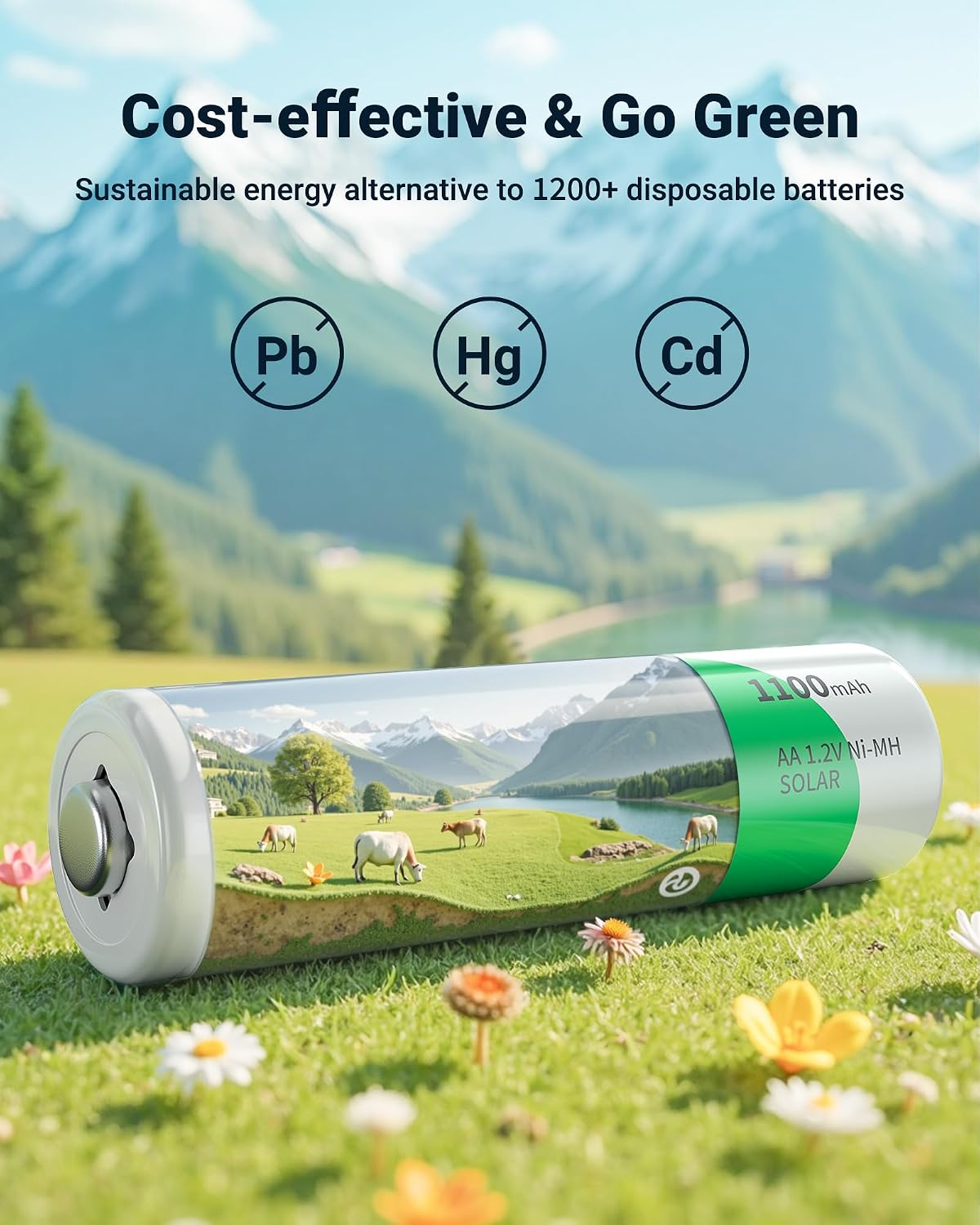 Thumbnail 4 de EBL AA Rechargeable Solar Batteries 1100 mAh