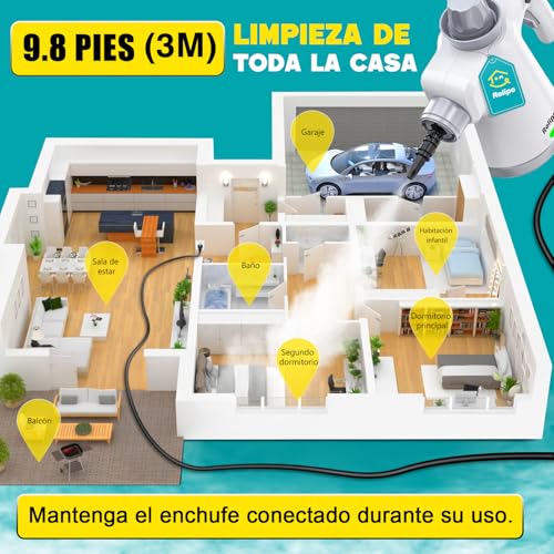 Thumbnail 7 de Rolipo Limpiador a vapor portátil a presión con 12 accesorios: limpieza eficiente sin productos químicos