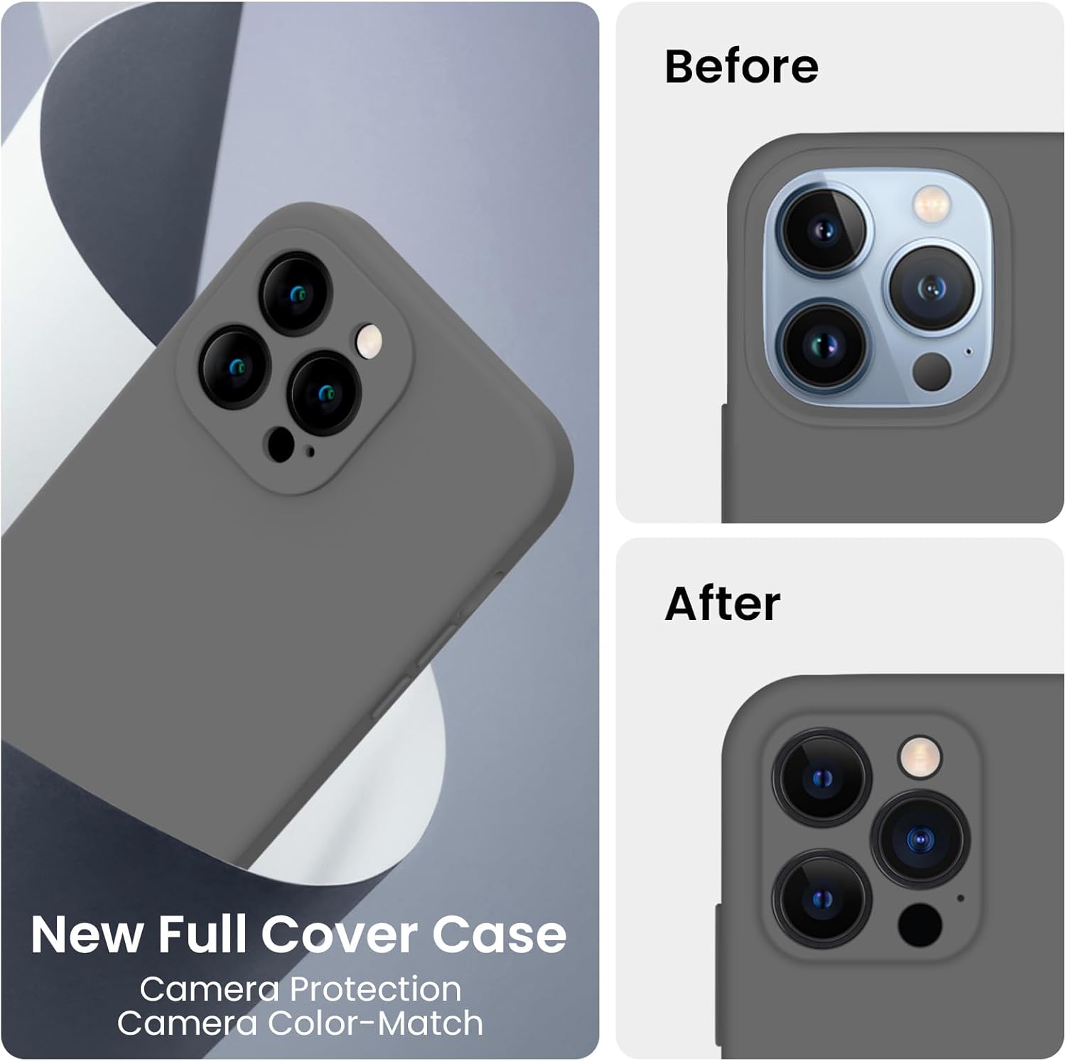 Thumbnail 2 de FireNova Silicone Case with Built-in Camera Cover for iPhone 13 Pro Max (6.7", Space Gray) with 2-Pack Screen Protectors