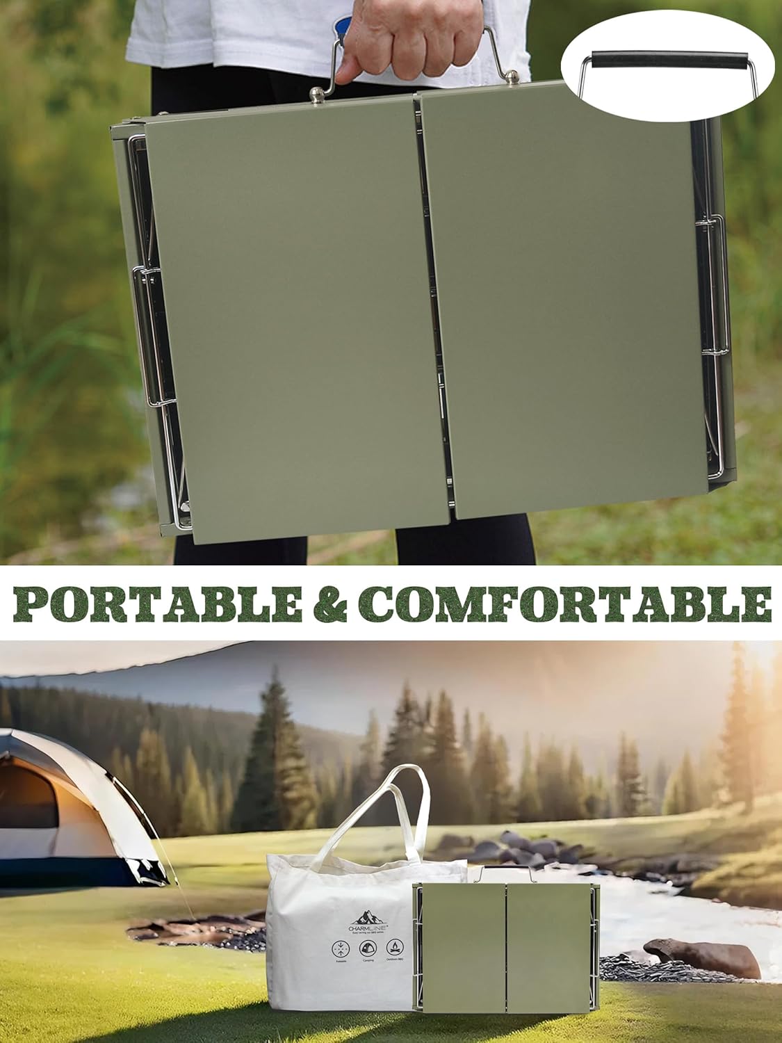 Detalle de Charmline 47 x 34 cm Large Foldable Portable Charcoal BBQ Grill