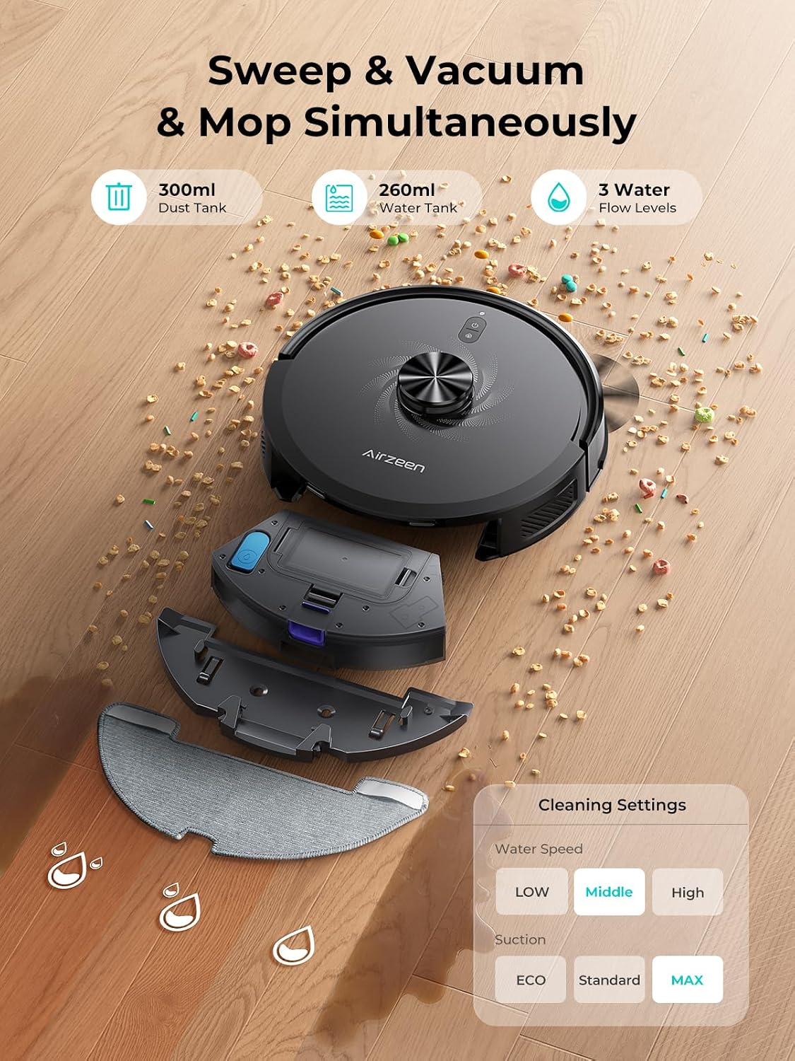 Detalle de Q20 Ultra: Upgraded Bagless Robot Vacuum and Mop with Self-Emptying, LiDAR Navigation, and Smart Mapping