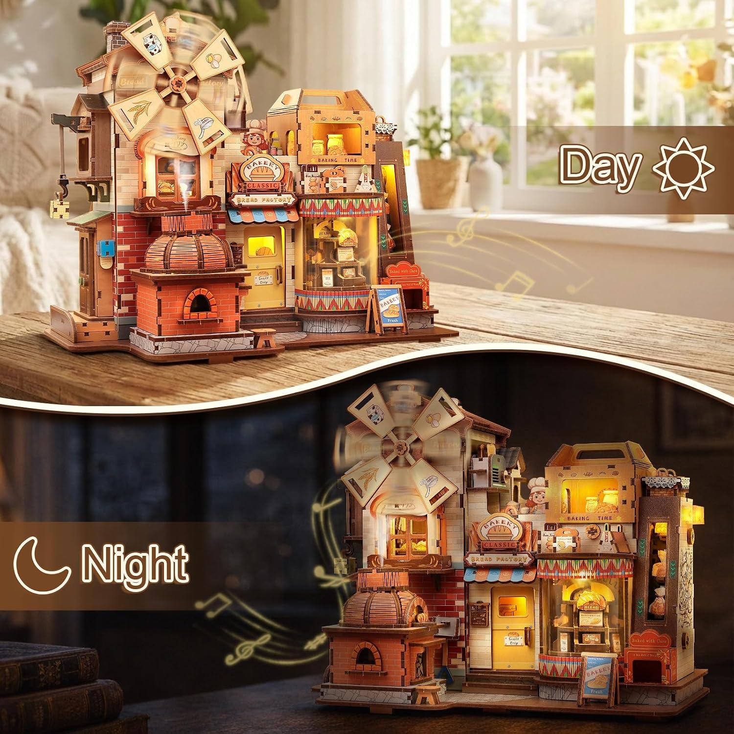Detalle de Fsolis 3D Wooden Puzzles for Adults – Mechanical Bread Factory Building Kit