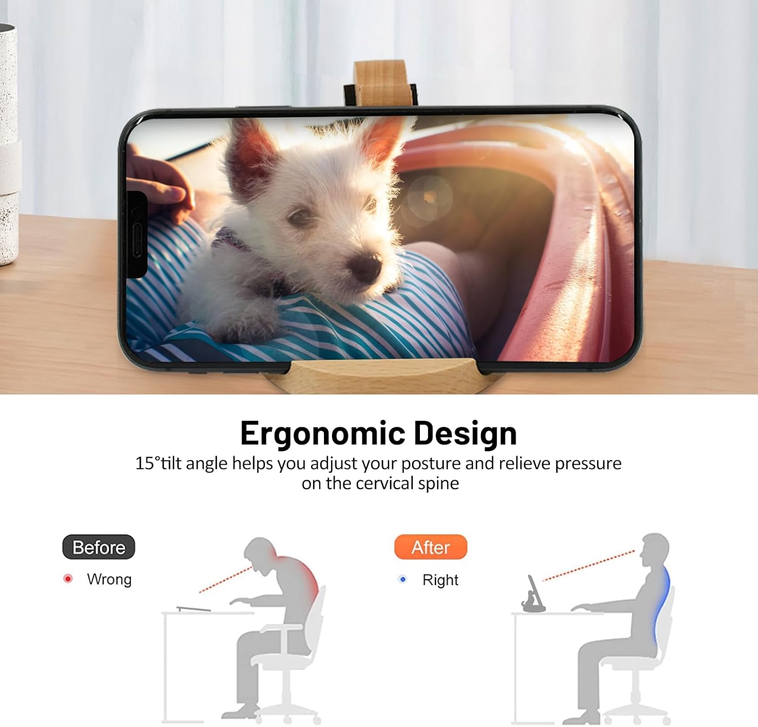 Thumbnail 5 de IHONYI wooden phone stand for dog lovers