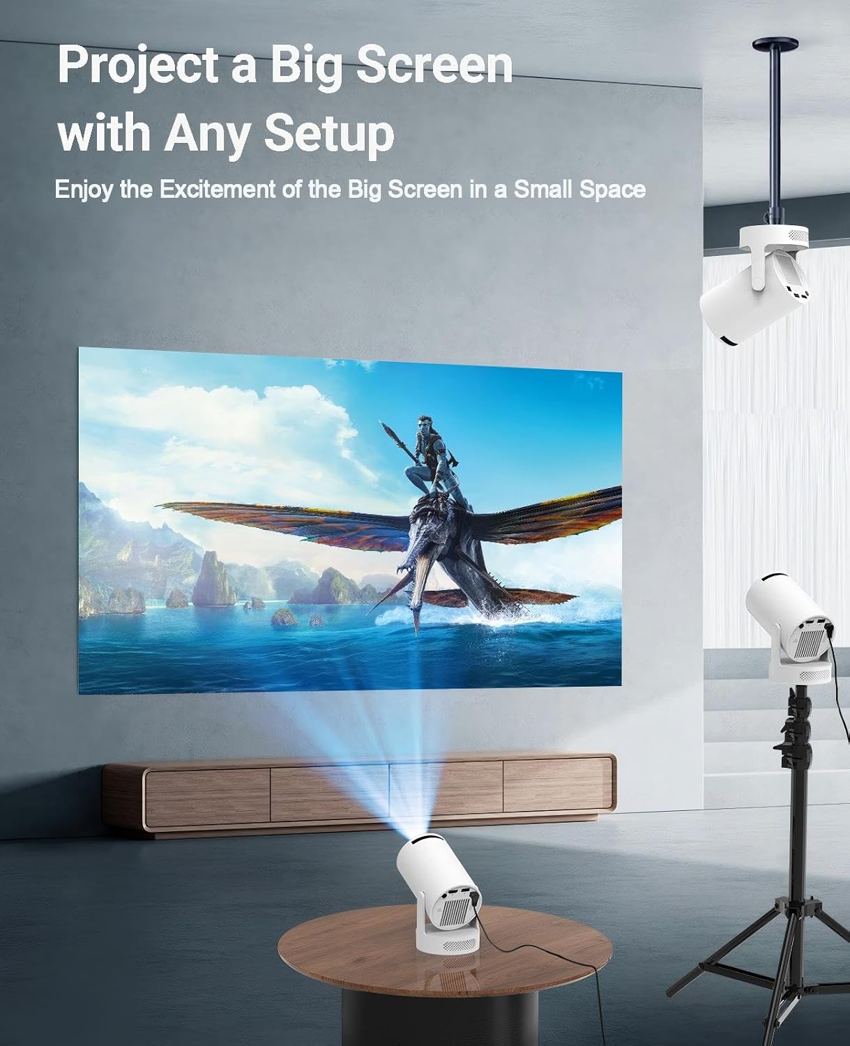 Detalle de HY300Ultra Mini Projector: Compact 4K-capable, WiFi 6 & Bluetooth, 210° Rotatable