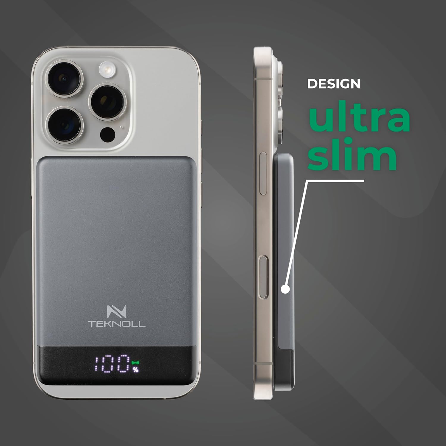 Thumbnail 5 de Teknoll Power Bank 5000 mAh MagSafe : charge MagSafe sans fil jusqu’à 10 W, USB‑C PD 20 W avec écran LED