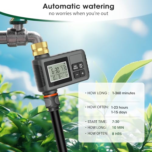 Detalle de RIOGOO Timer per rubinetto da giardino esterno: controllo intelligente dell’irrigazione con ritardo pioggia