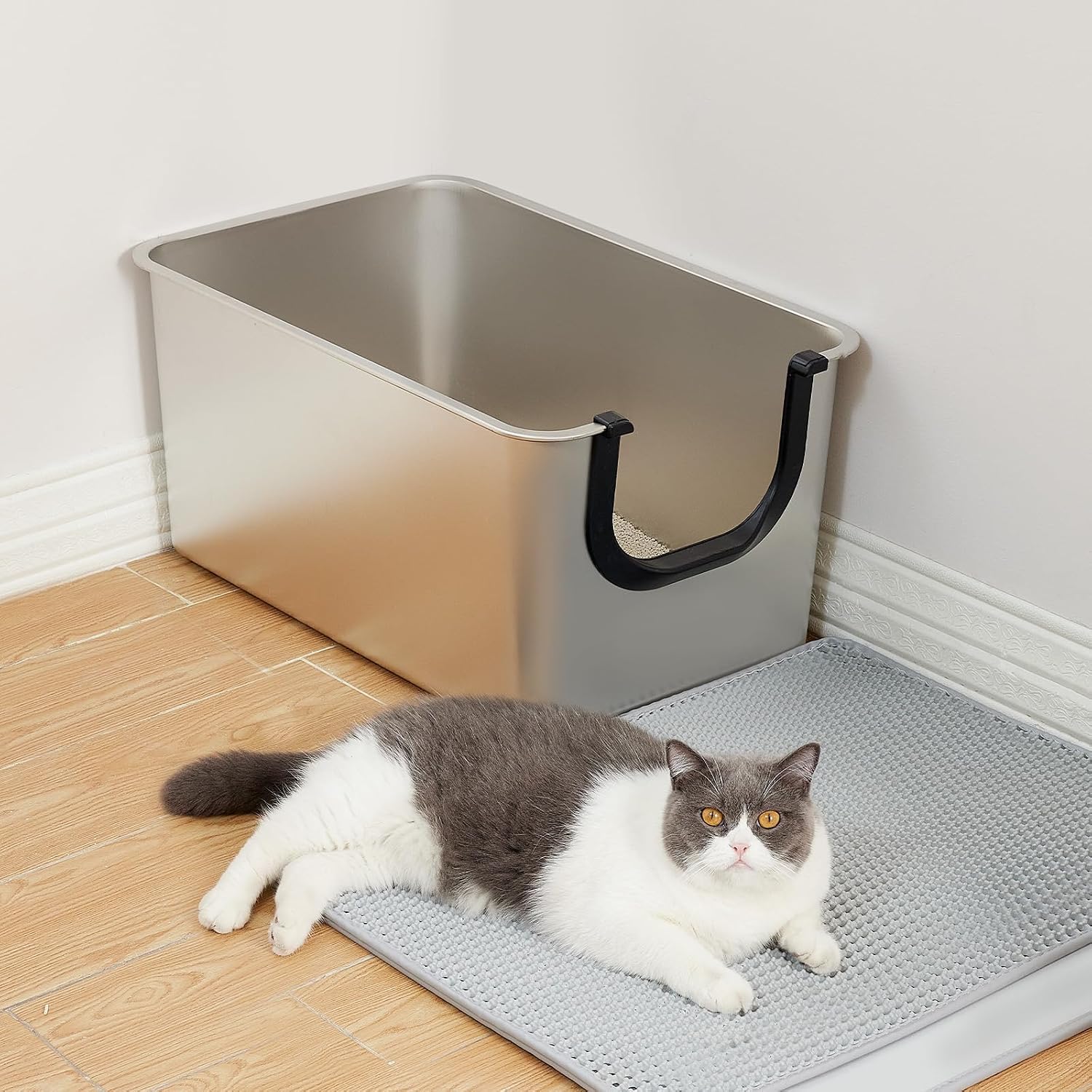 Thumbnail 6 de Yangbaga Große Katzenklo Edelstahl XXL – Offenes Katzentoilette mit Hohem Rand