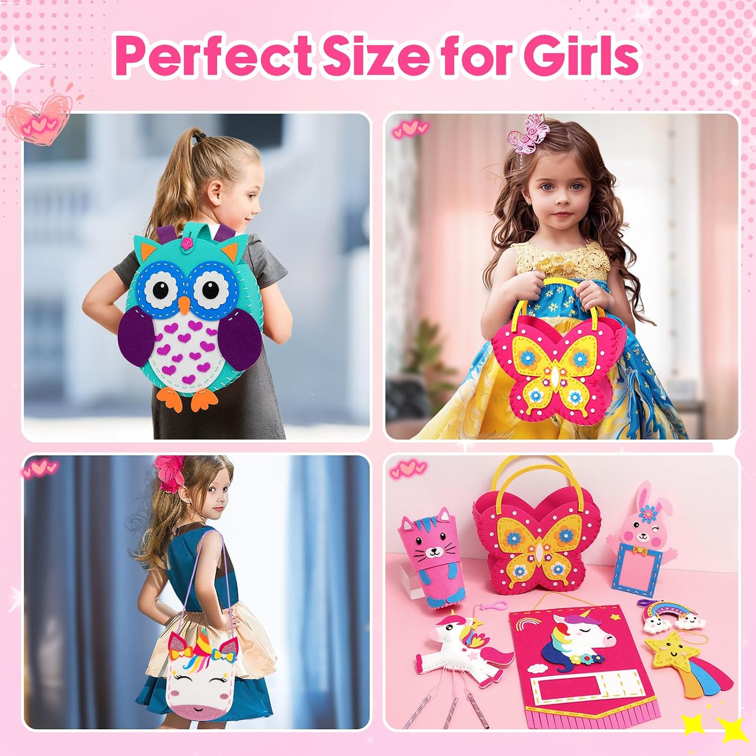 Detalle 2 de Sunrad Kids Sewing Kit (Ages 6–12) with 9 Easy Felt Projects – Animal Crafts & Beginner Learning