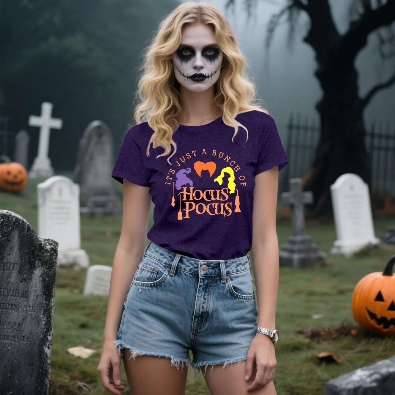 Thumbnail 2 de Qskall Halloween Sanderson Sisters T-Shirt for Women – Hocus Pocus Tee