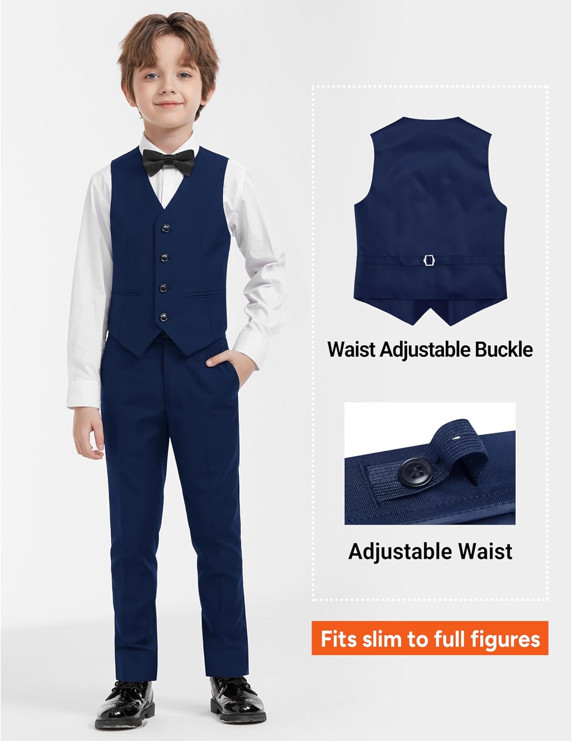 Detalle de AmazingSea Boys Formal Suit Set: 7-Piece Essentials with Adjustable Waist & Suspenders