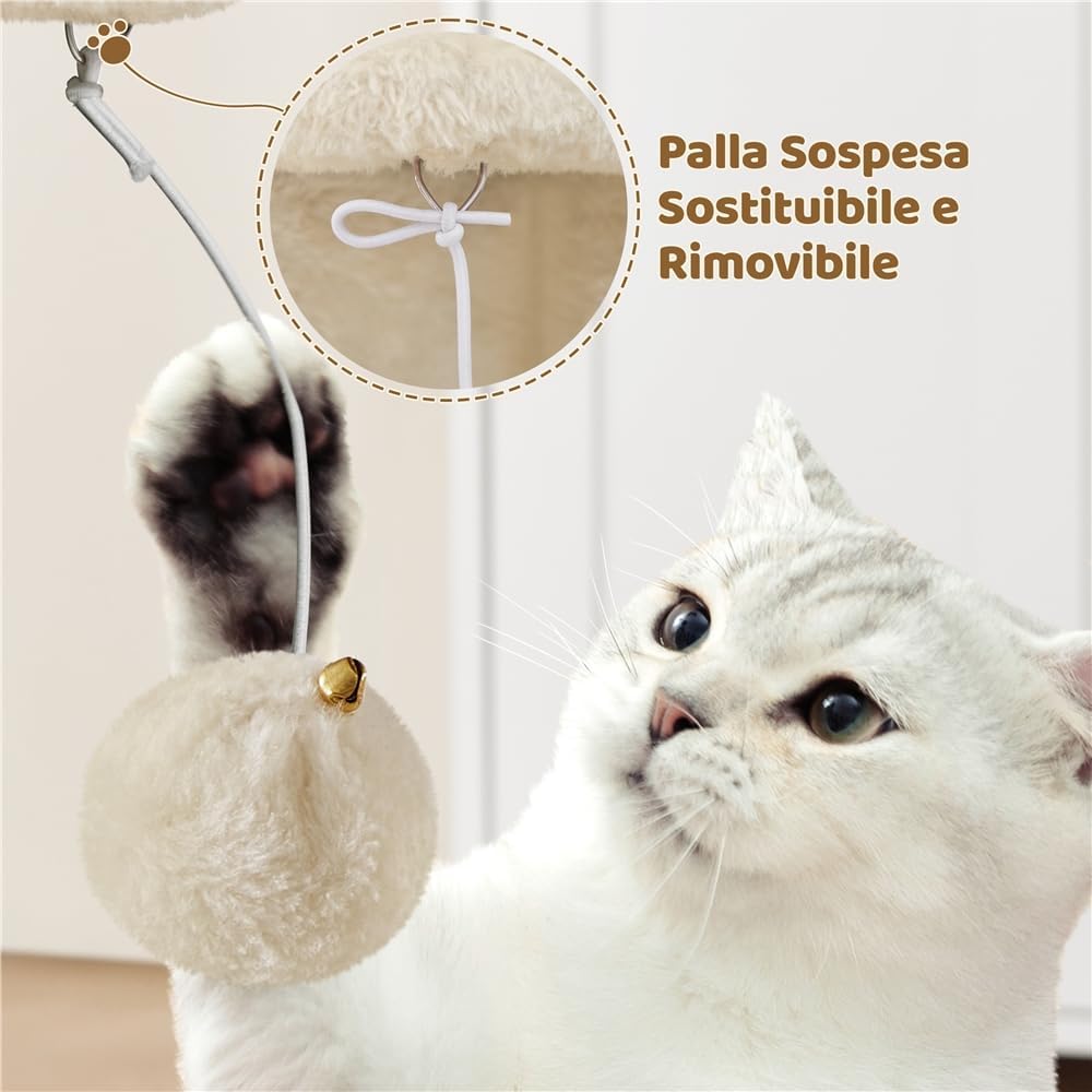 Thumbnail 6 de Yaheetech Tiragraffi Albero per Gatti con Posatoio Grande – 59 cm, Beige