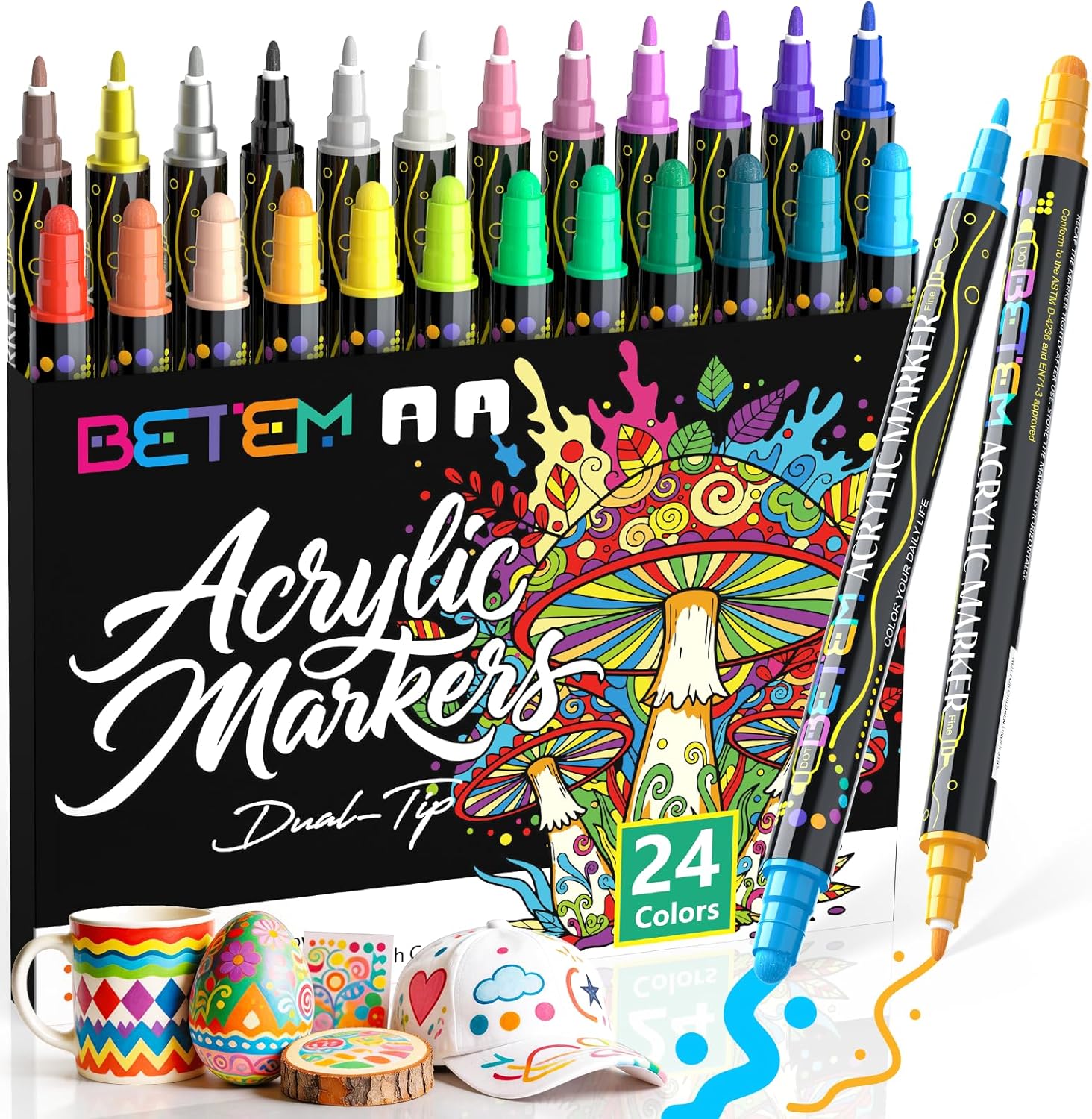 Thumbnail 6 de Betem 36 Colors acrylic paint pens for crafts 🎨