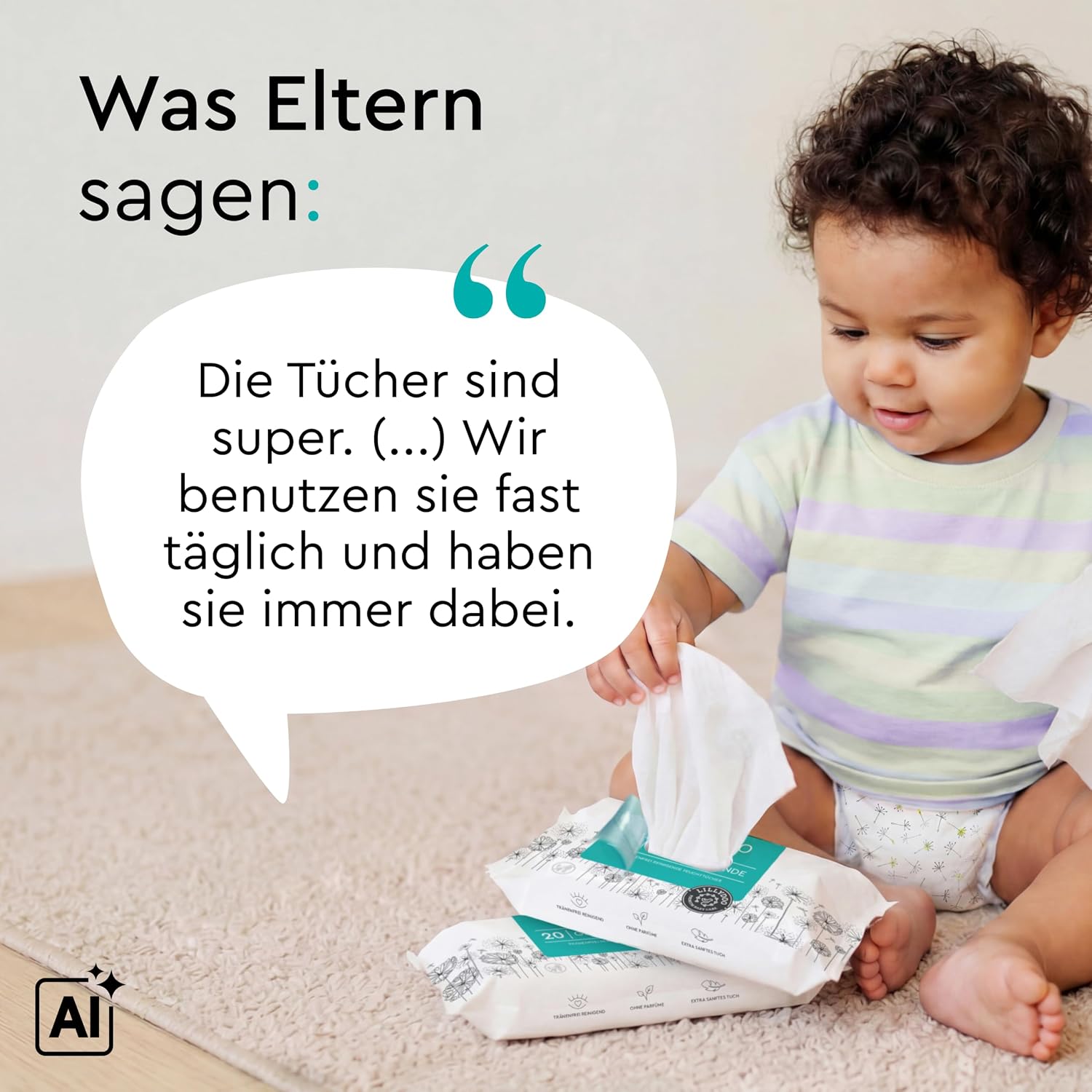 Thumbnail 6 de LILLYDOO Feuchttücher Gesicht & Hände – 160 Stück (8 x 20), plastikfrei, parfümfrei, vegan, dermatologisch getestet