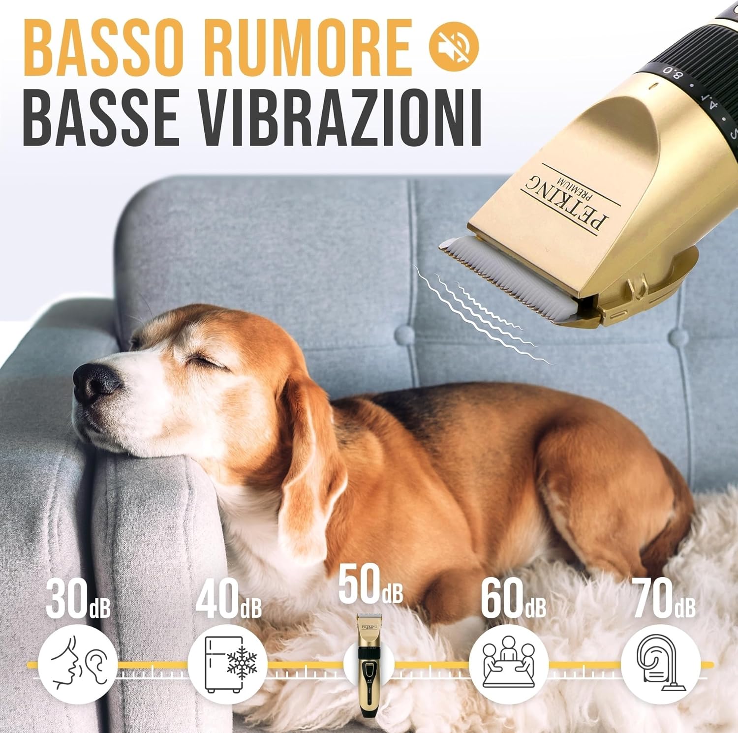 Detalle de PetKing Tosatrice Professionale per Cani – Kit di Toelettatura Premium per Pelo Folto, Silenziosa e Senza Fili