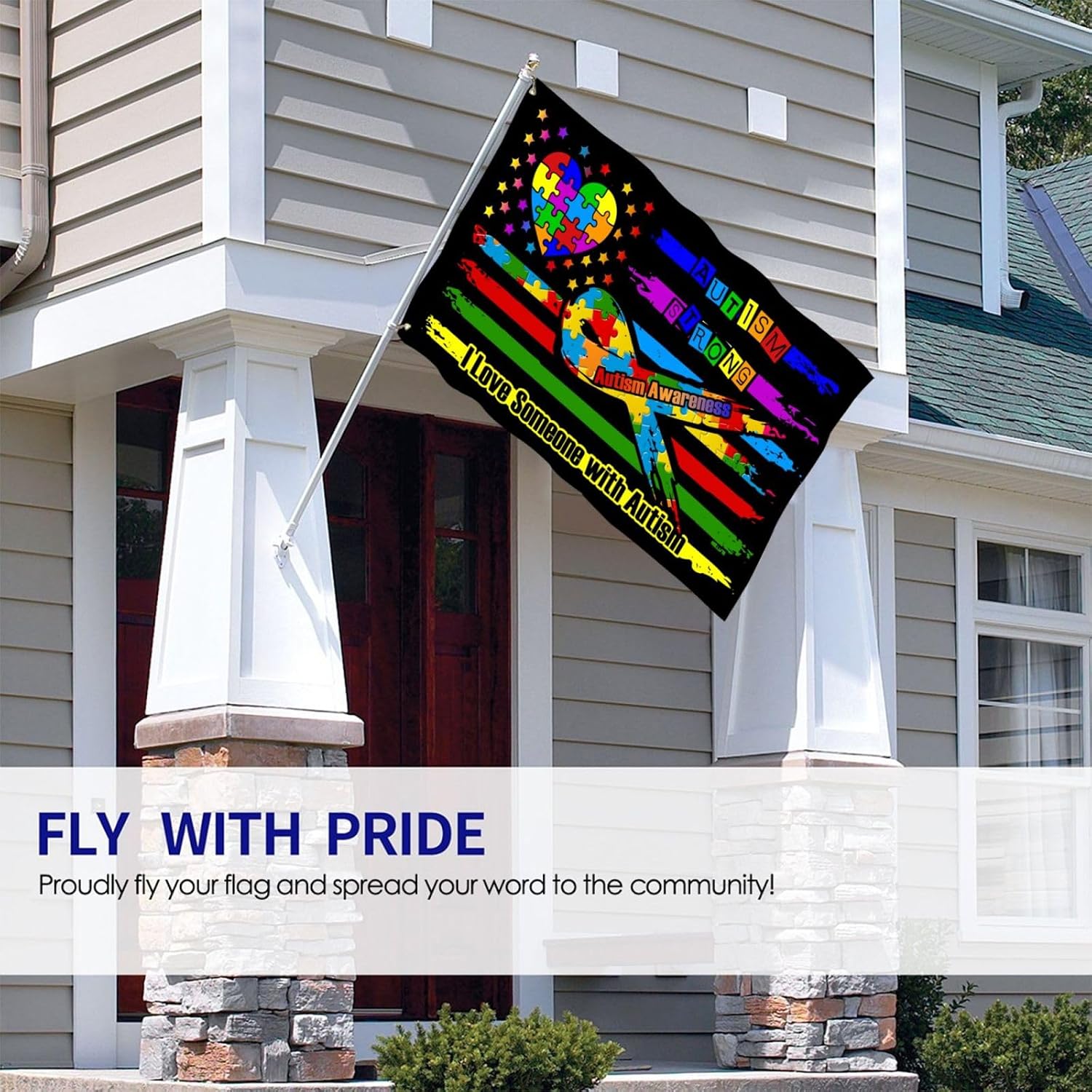 Detalle 2 de UGTEWXU Autism Awareness Flag, 3 x 5 ft