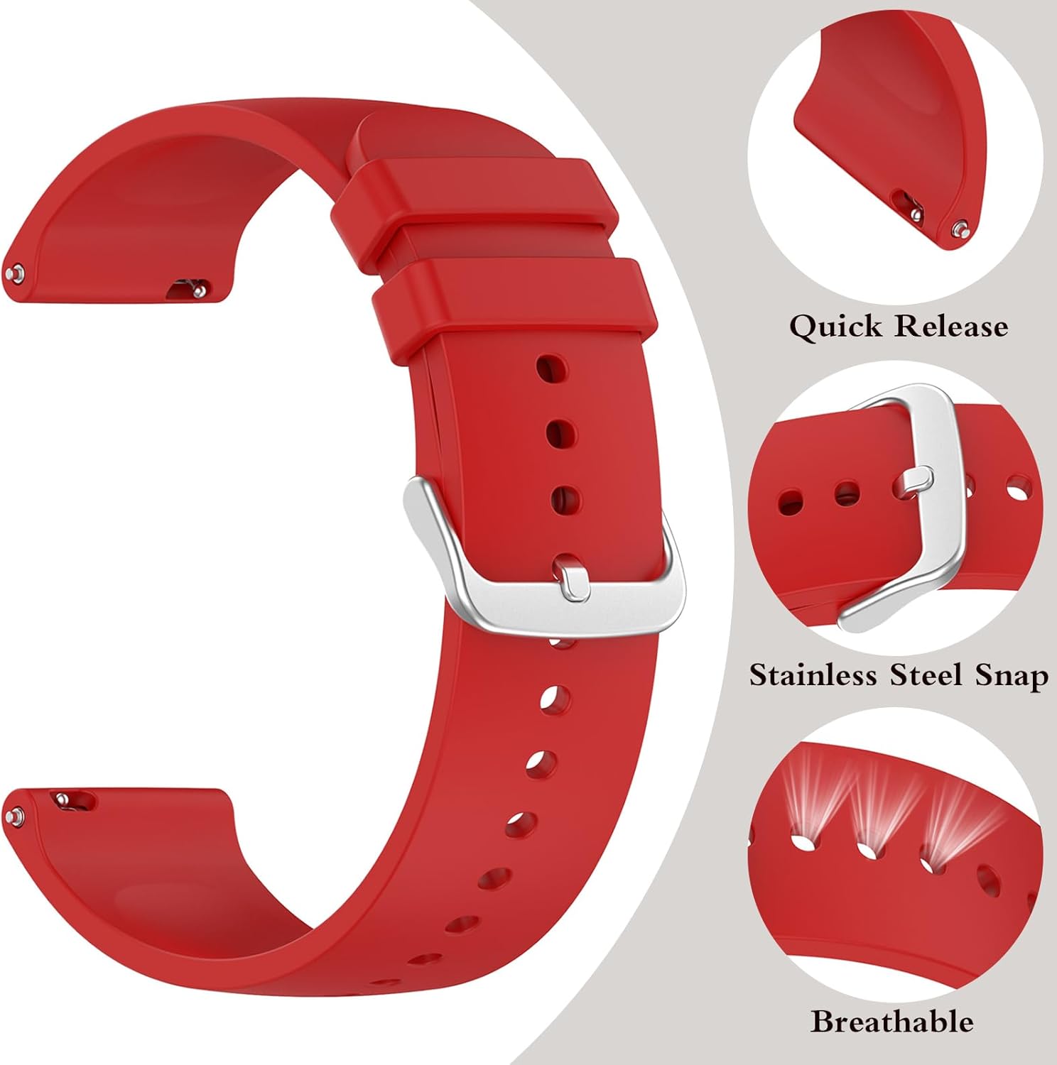 Thumbnail 2 de SUGARJAR 22mm Silicone Strap for Nerunsa P66D and Compatible 22mm Watches