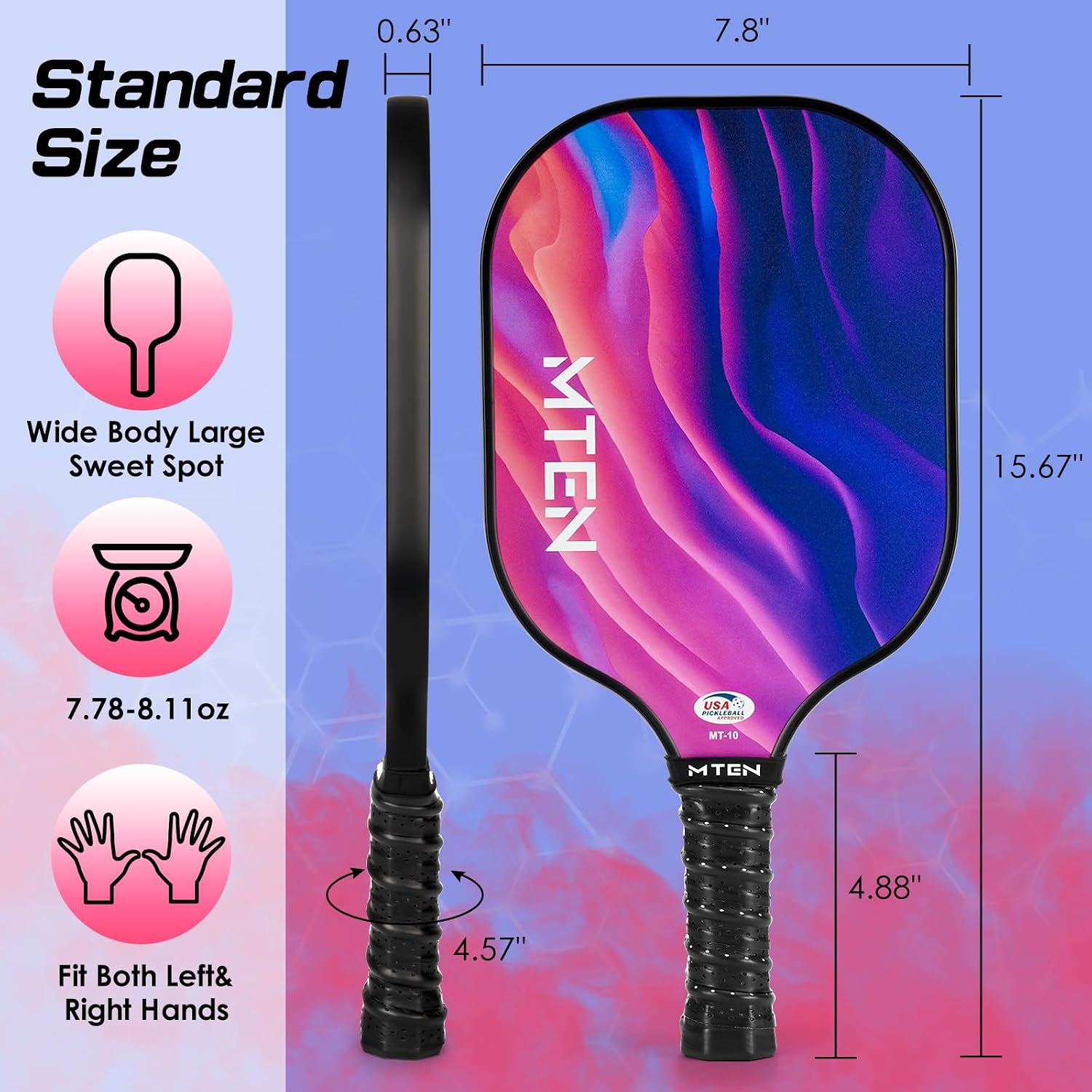 Thumbnail 4 de MTEN Fiberglass Pickleball Paddle Set, 2 Paddles with Honeycomb Core