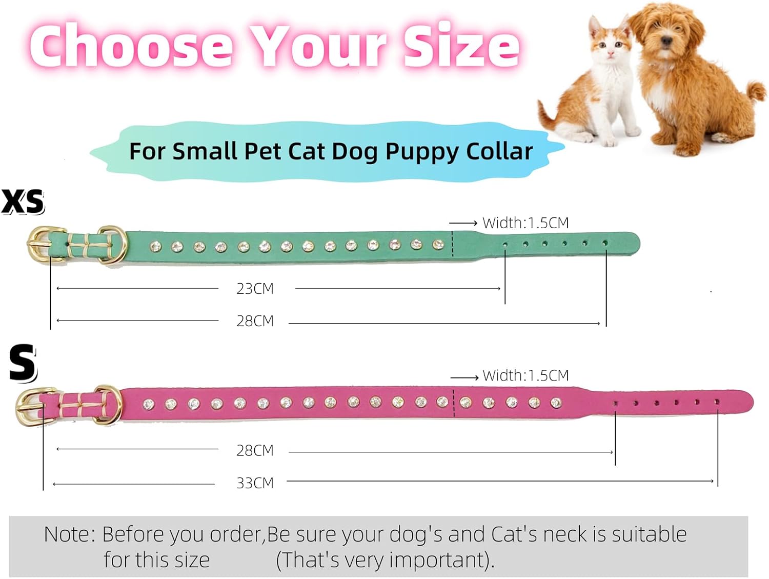 Thumbnail 6 de YUDOTE Genuine Green Leather Dog Collar 27.5-33cm