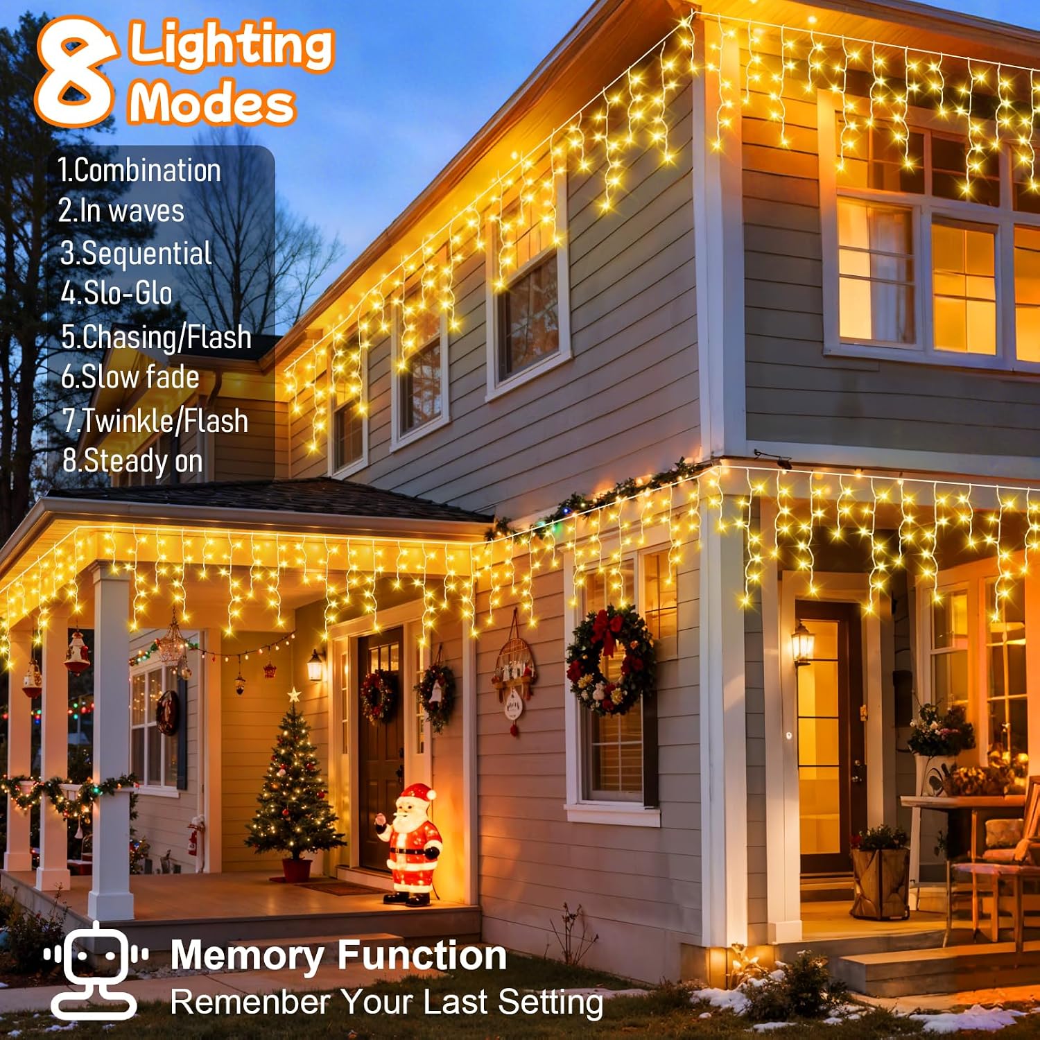 Detalle 2 de Gcstnn 20M icicle lights Warm White 🎄