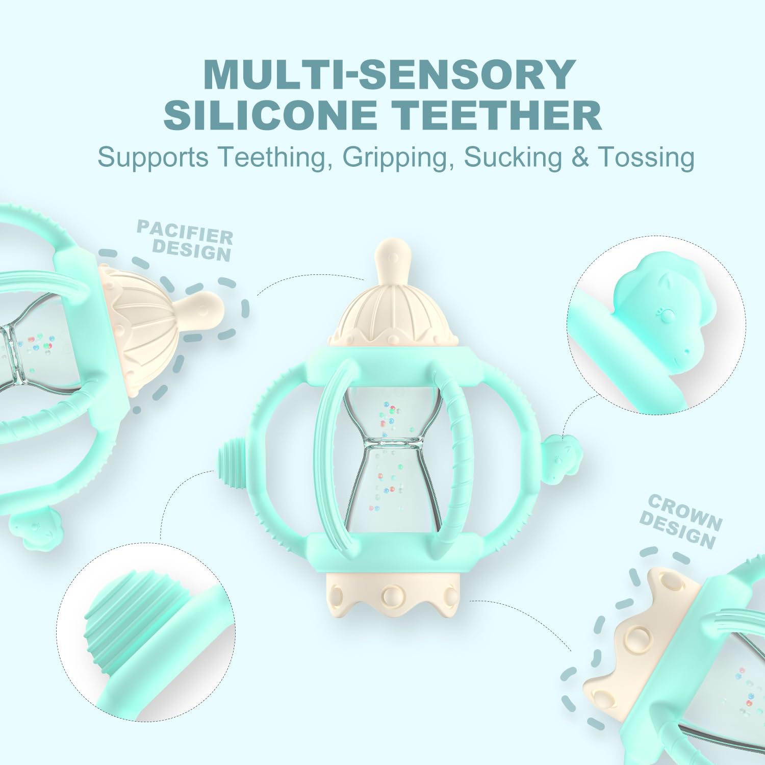 Detalle de KDTOMOY Silicone Baby Teether Rattle