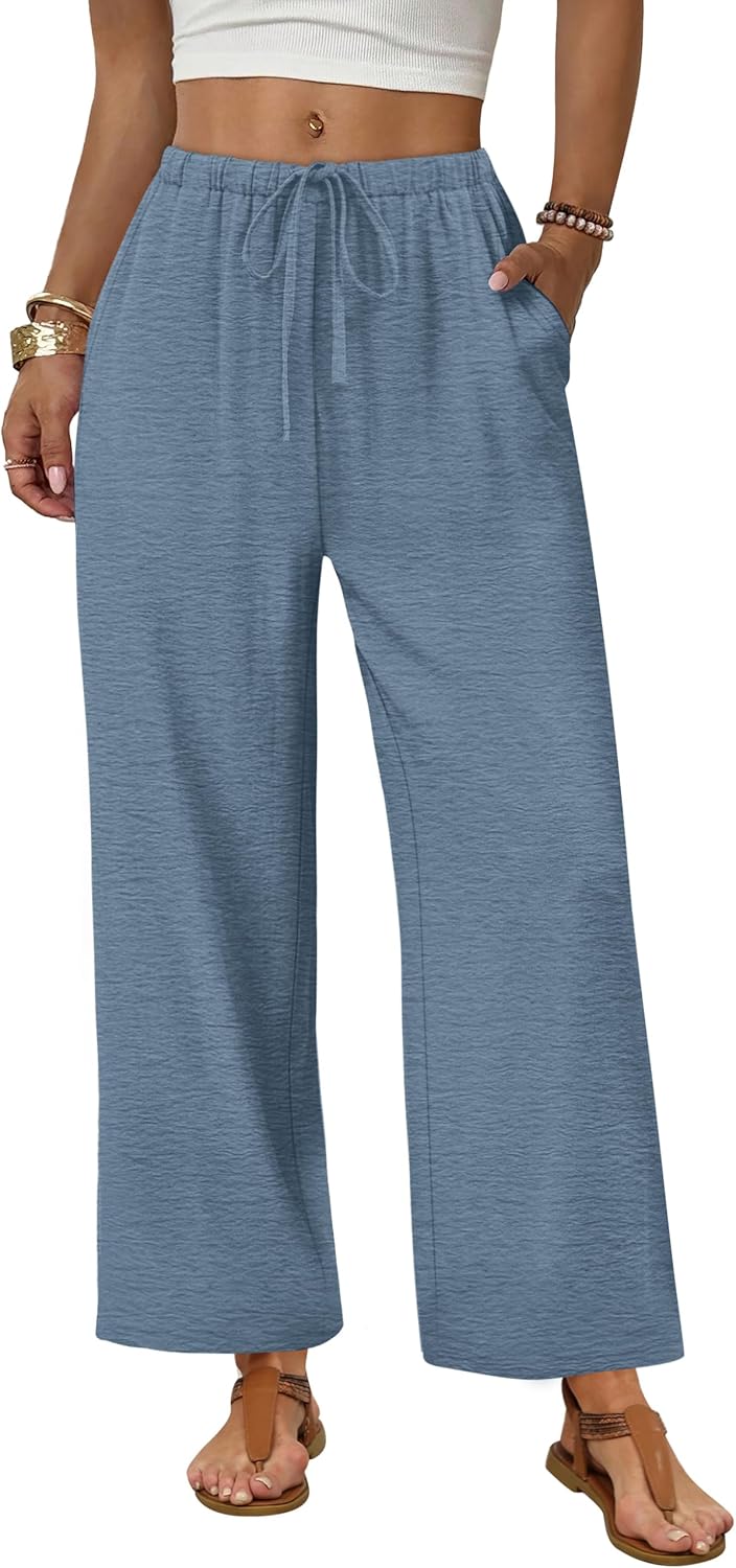 Thumbnail 5 de Sampeel Wide Leg Palazzo Pants for Women with Drawstring Elastic Waist and Pockets