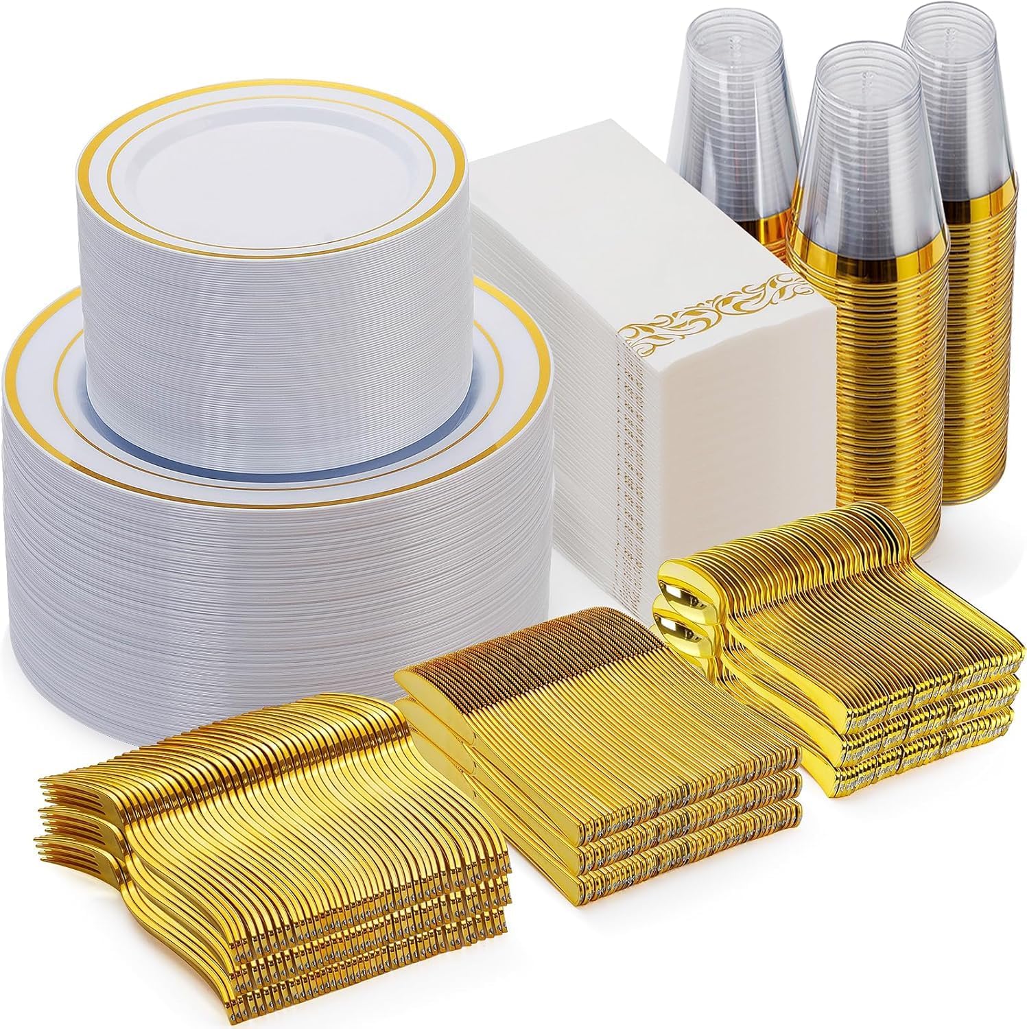 Detalle de Goodluck 700-Piece Gold Dinnerware Set for 100 Guests
