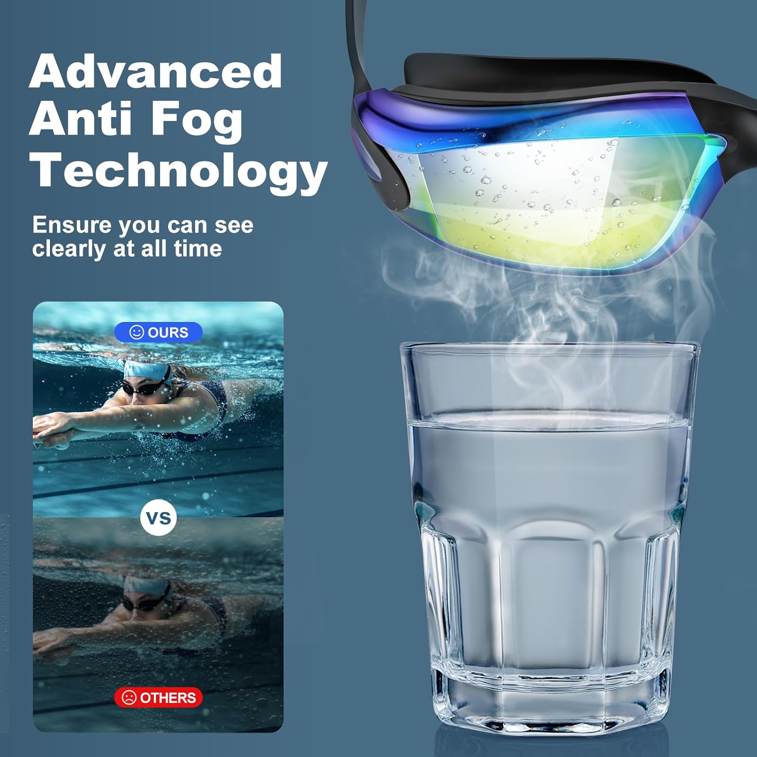 Thumbnail 5 de Swimming Goggles 2-Pack for Kids (Ages 6–14) with Adult Goggles – Anti-fog UV Swim Lenses