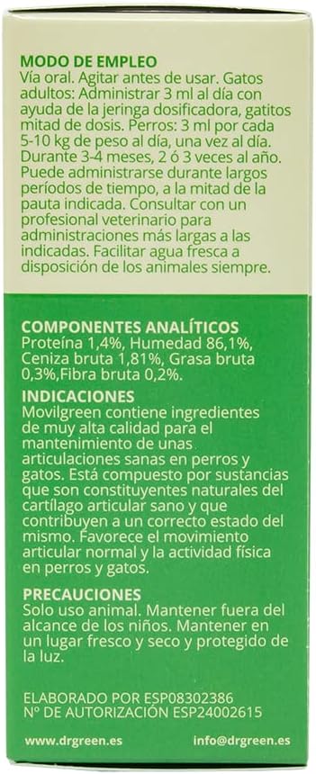 Detalle de DR Green MOVILGREEN SOLUCION Oral 50ML para mascotas 🐾