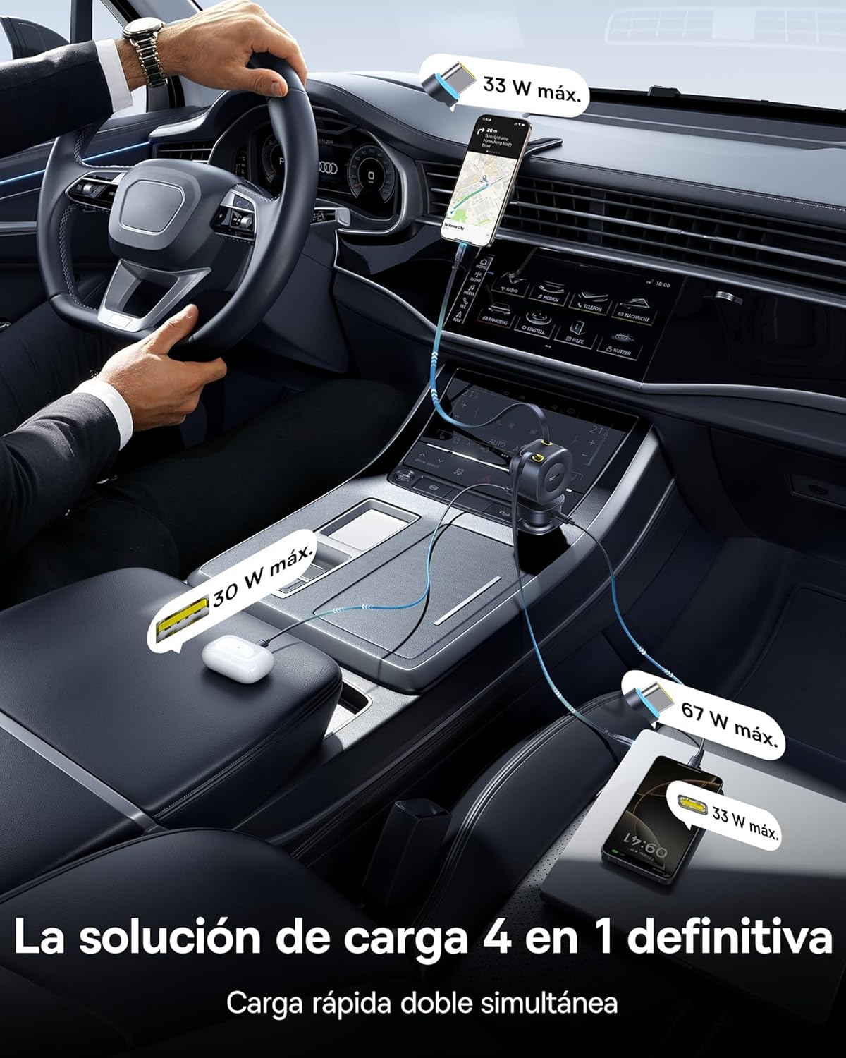 Thumbnail 2 de Baseus Cargador de Coche Retráctil 163W