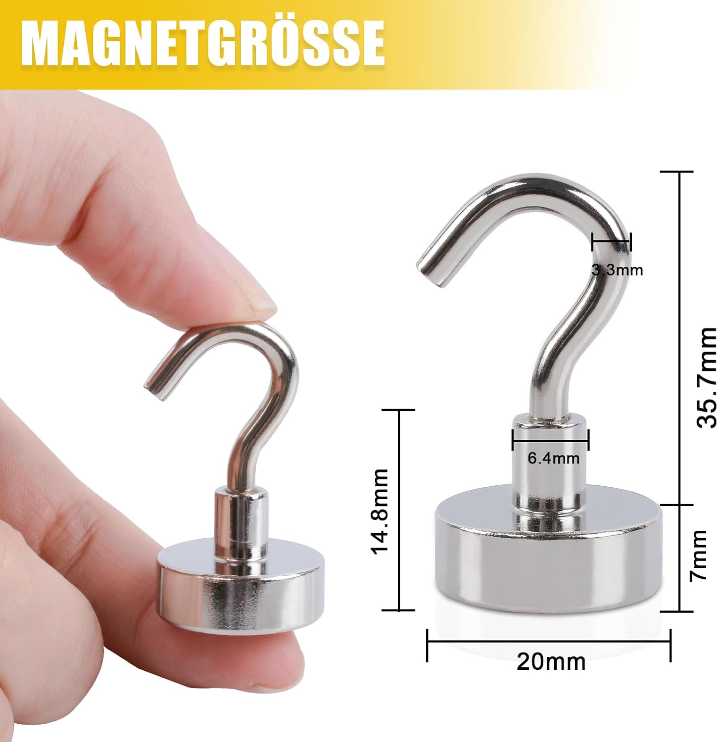 Detalle 2 de FPMYB A3DE_E20_16 – 16 haczyków magnetycznych neodymowych 20 mm