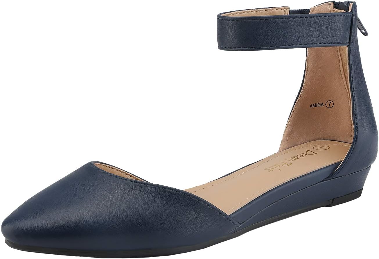 Detalle de DREAM PAIRS Women's Low Wedge Ankle Strap Flats 👠