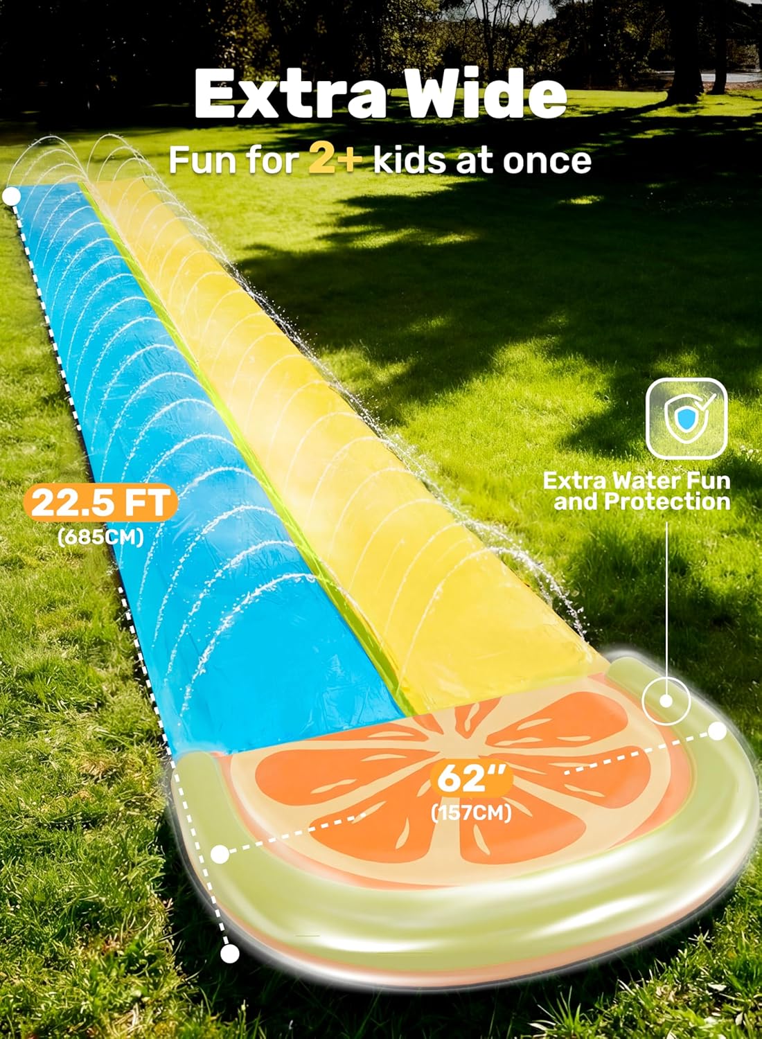 Detalle de SLOOSH Slip Slide 2-Personen-Wasserrutsche – großes Doppelbahn-Spiel im Garten