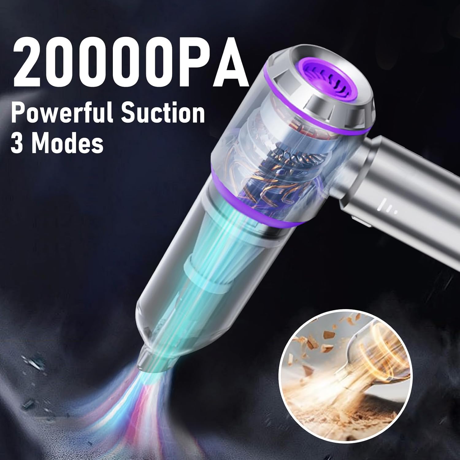 Detalle 2 de houscly Car Vacuum 20000Pa Portable