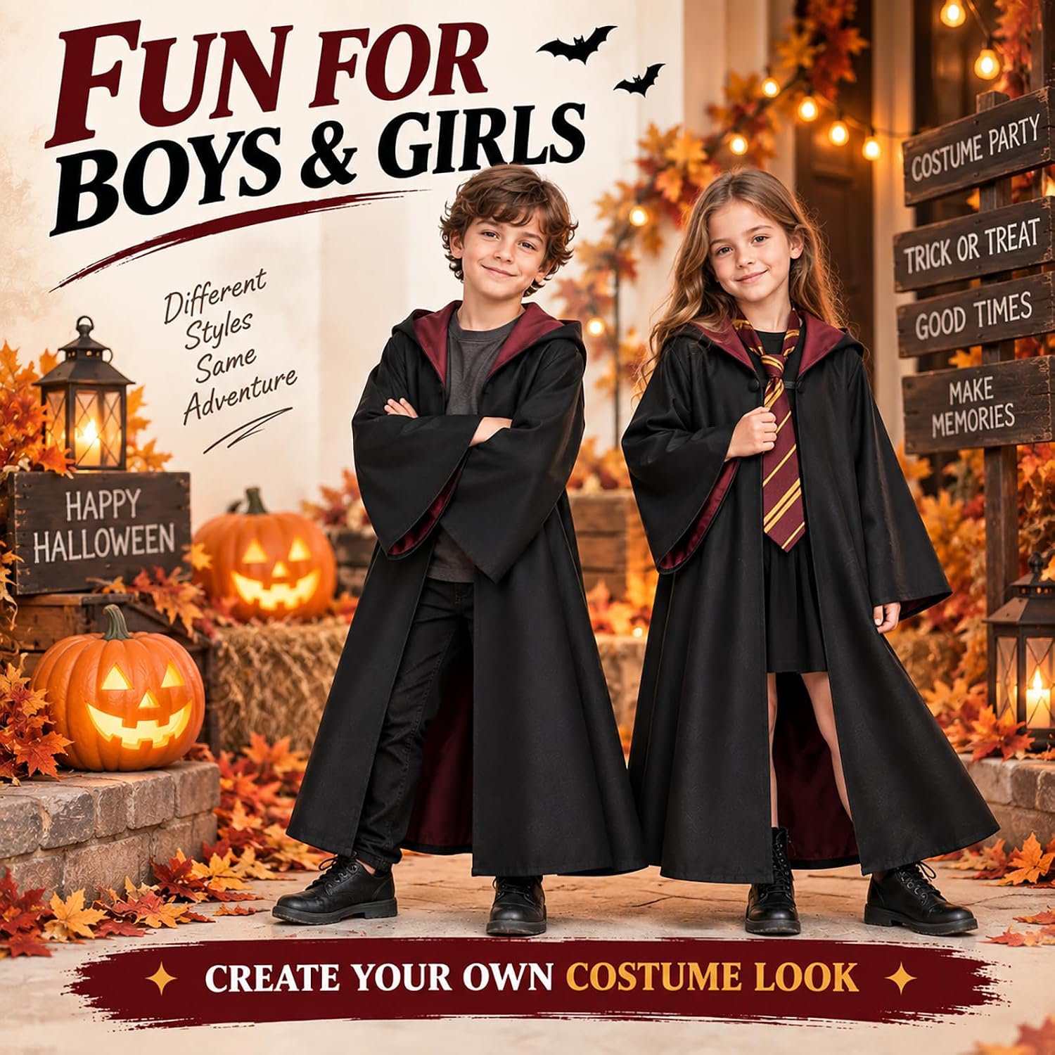 Detalle 1 de Santoy Wizard Costume Set for Kids, Child Size 8–12 with 57-Inch Robe