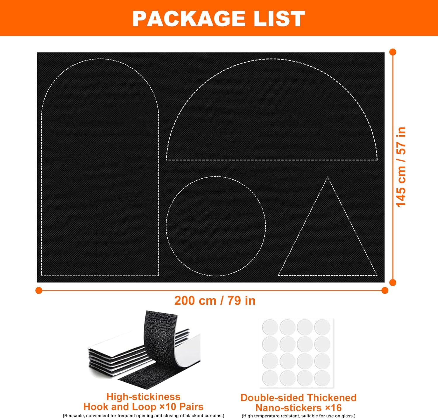 Thumbnail 1 de 145x200cm blackout curtain panels for travel stick-on blinds (no drill) – portable temporary window cover