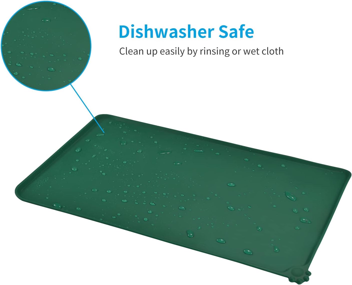 Detalle de AUDWUD Silicone Waterproof Pet Feeding Mat (47 x 30 cm) – Anti-slip Bowl Mat