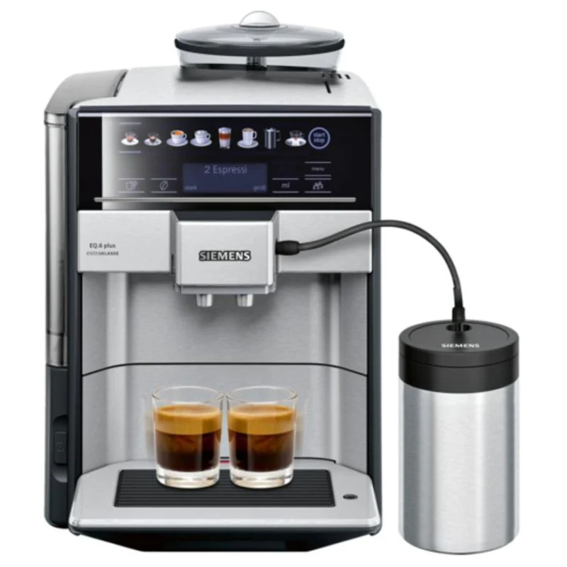 Detalle de Siemens EQ.6 plus: cafetera espresso automática con molinillo integrado